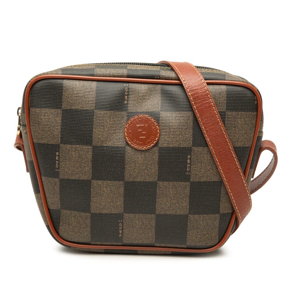 Pre-Loved Fendi Pequin Coated Canvas Checkboard Crossbody